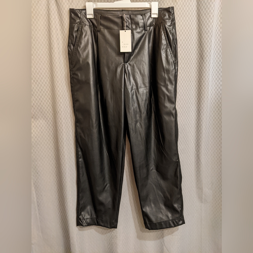 Faux leather ankle pants